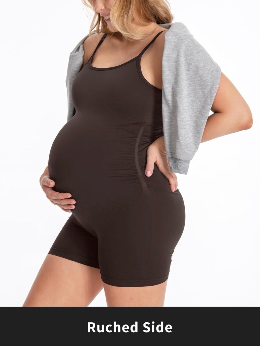 Set of 3 Women's Maternity Bodysuits in Chocolate Brown, Black and Slate Grey